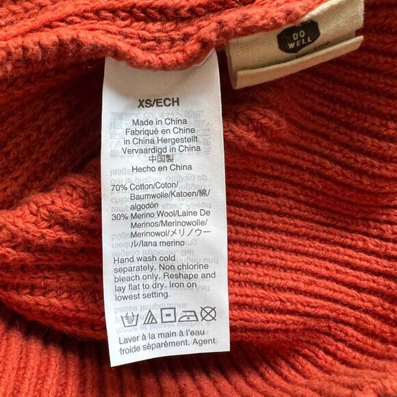 Madewell Fairbanks Cotton Wool Blend Knit Orange Sweater Womens XS Pull On Crew - Picture 6 of 9